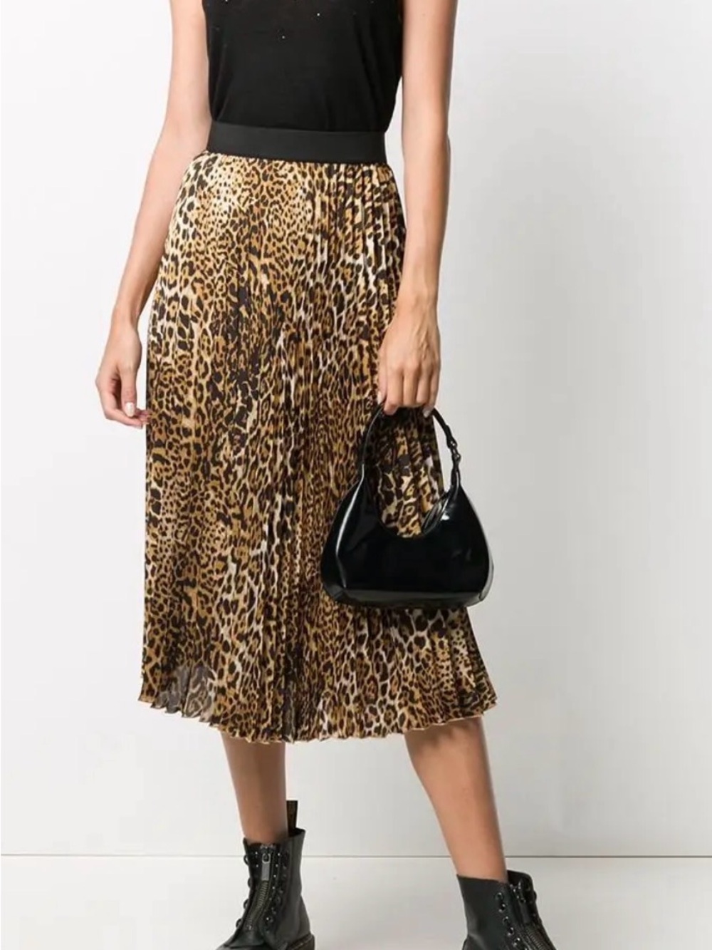 Zadig & Voltaire Joyce Leopard-Print Pleated Midi Skirt in Brown and Black